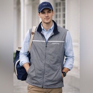 Vineyard Vines men’s performance gray Navy Reflective preppy coastal prep Vest